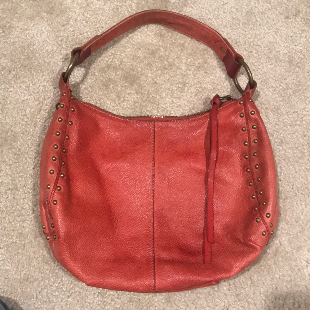 Genuine Leather Red Lucky Brand Shoulder Bag Tote